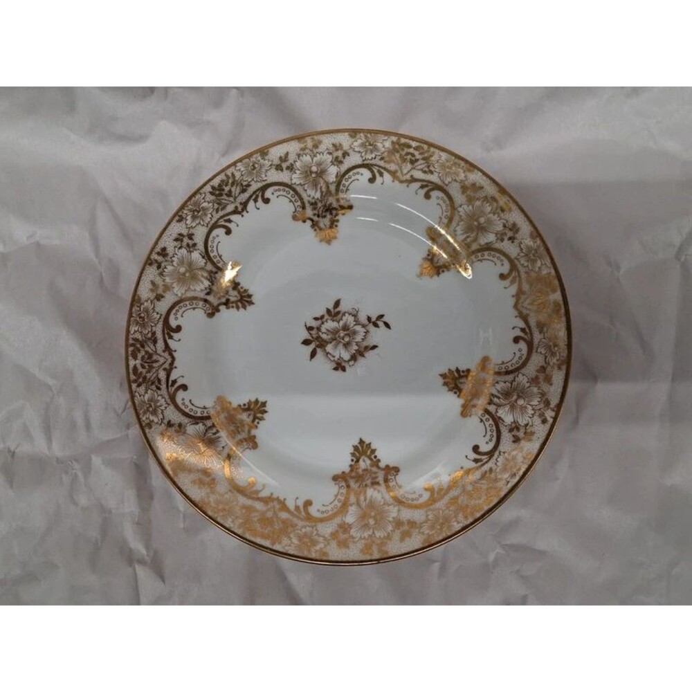 Vintage French Limoges Fine Porcelain Plates – Set of 4 Heavy Gold Filigree